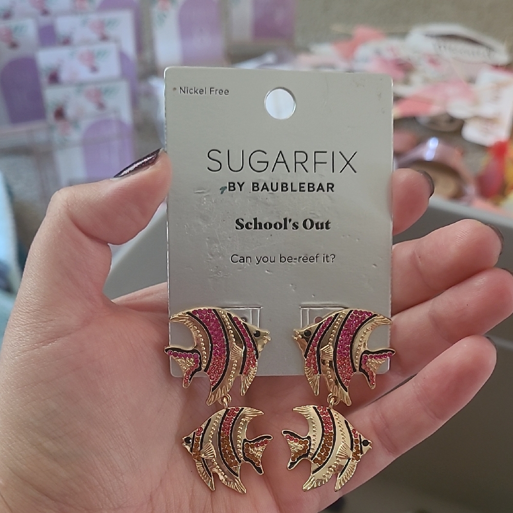 Sugarfix by BaubleBar Gold and Pink Fish Earrings